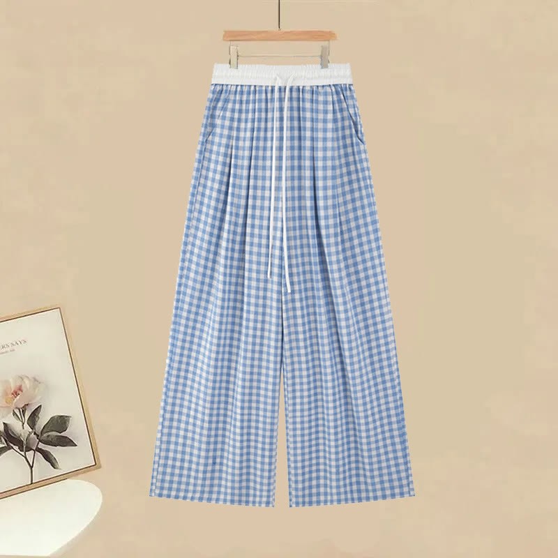 Print Set Coverup Plaid Pants Two Pieces Star