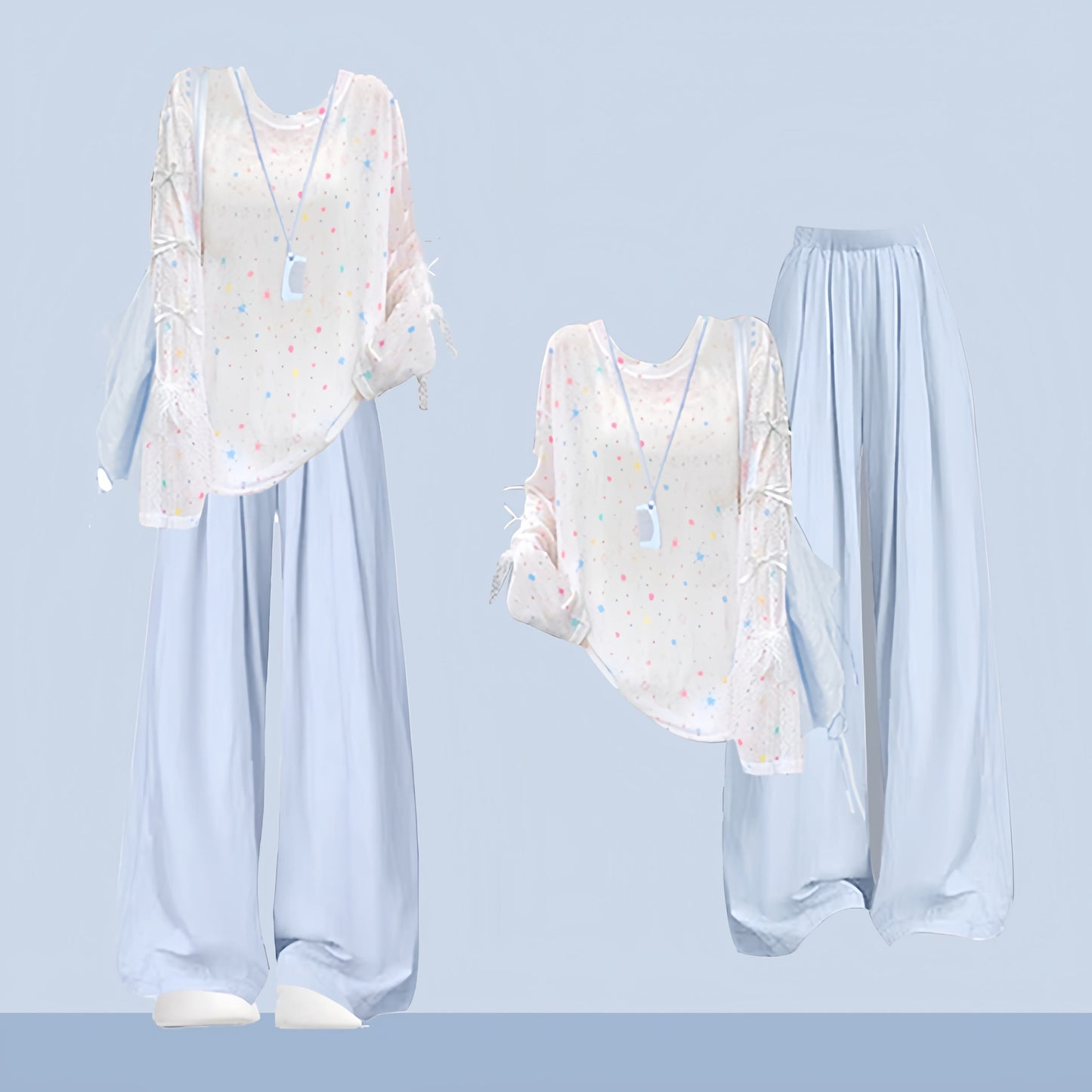 Print Set Coverup Plaid Pants Two Pieces Star