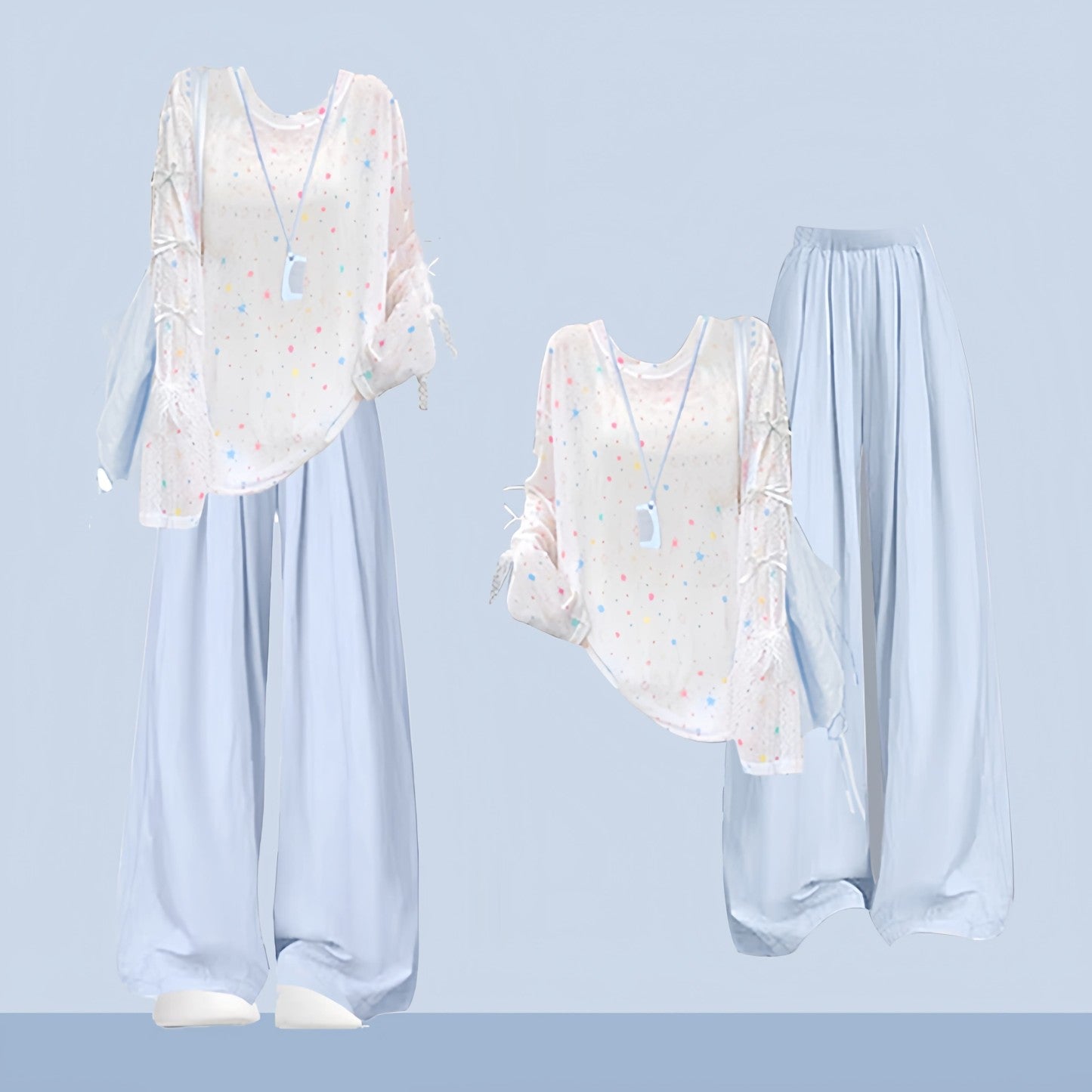 Print Set Coverup Plaid Pants Two Pieces Star