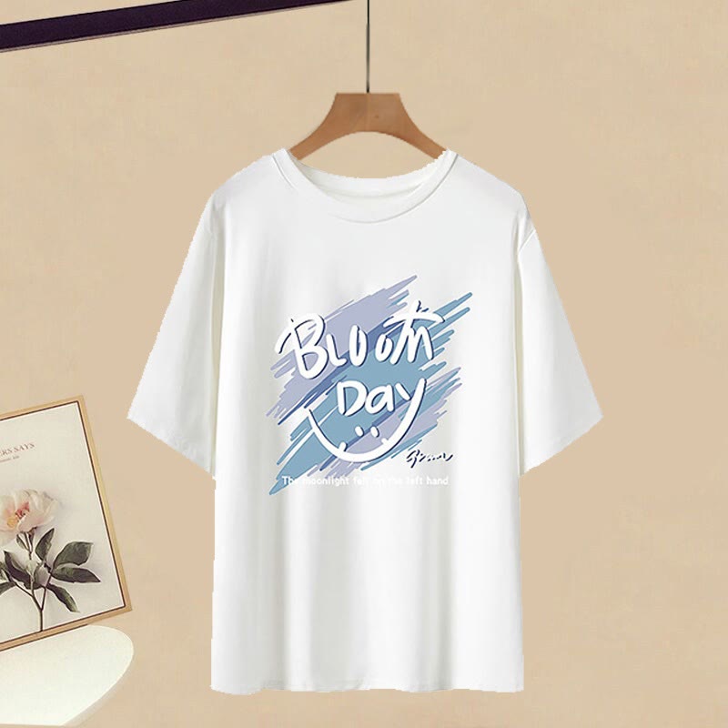 Set Leg Wide T-shirt Letter Two Pieces Pantskirt Print