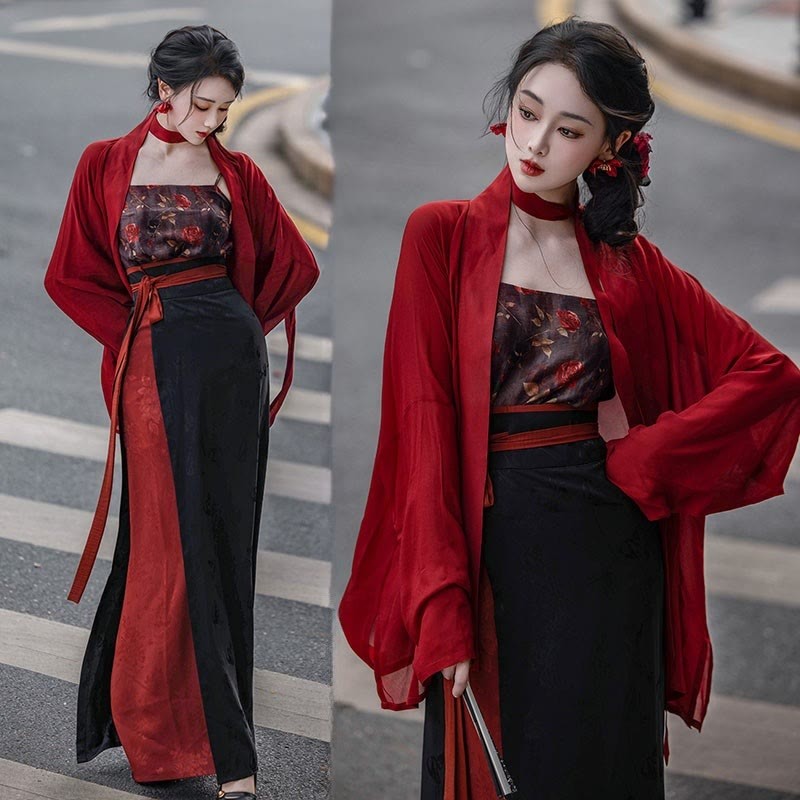 Three Flower Vintage Top Skirt Print Cami Cardigan Pieces