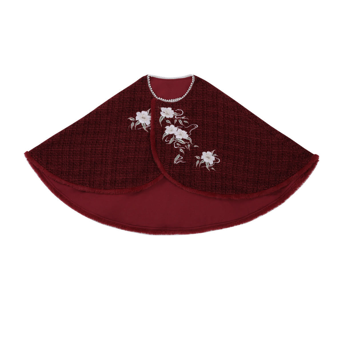 Pieces Buckle Two Vintage Flower Dress Cloak Embroidery