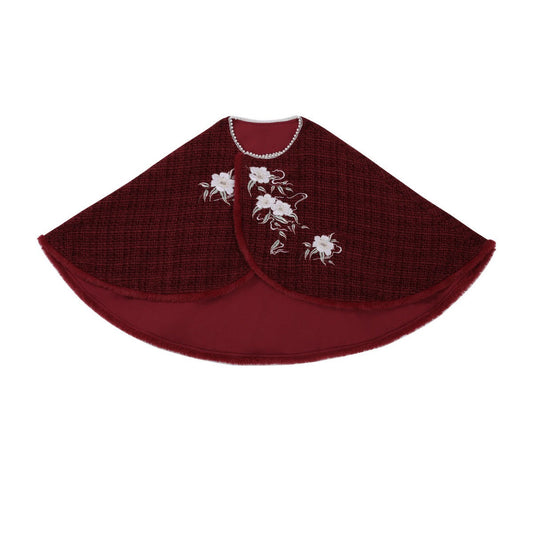 Pieces Buckle Two Vintage Flower Dress Cloak Embroidery