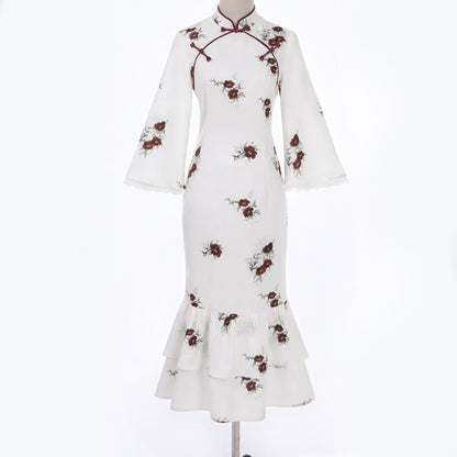 Pieces Buckle Two Vintage Flower Dress Cloak Embroidery