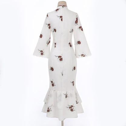 Pieces Buckle Two Vintage Flower Dress Cloak Embroidery