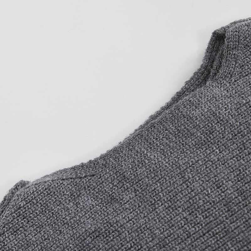 Grey Knitted Sweater Irregular Fishtail Slim Slip Dress