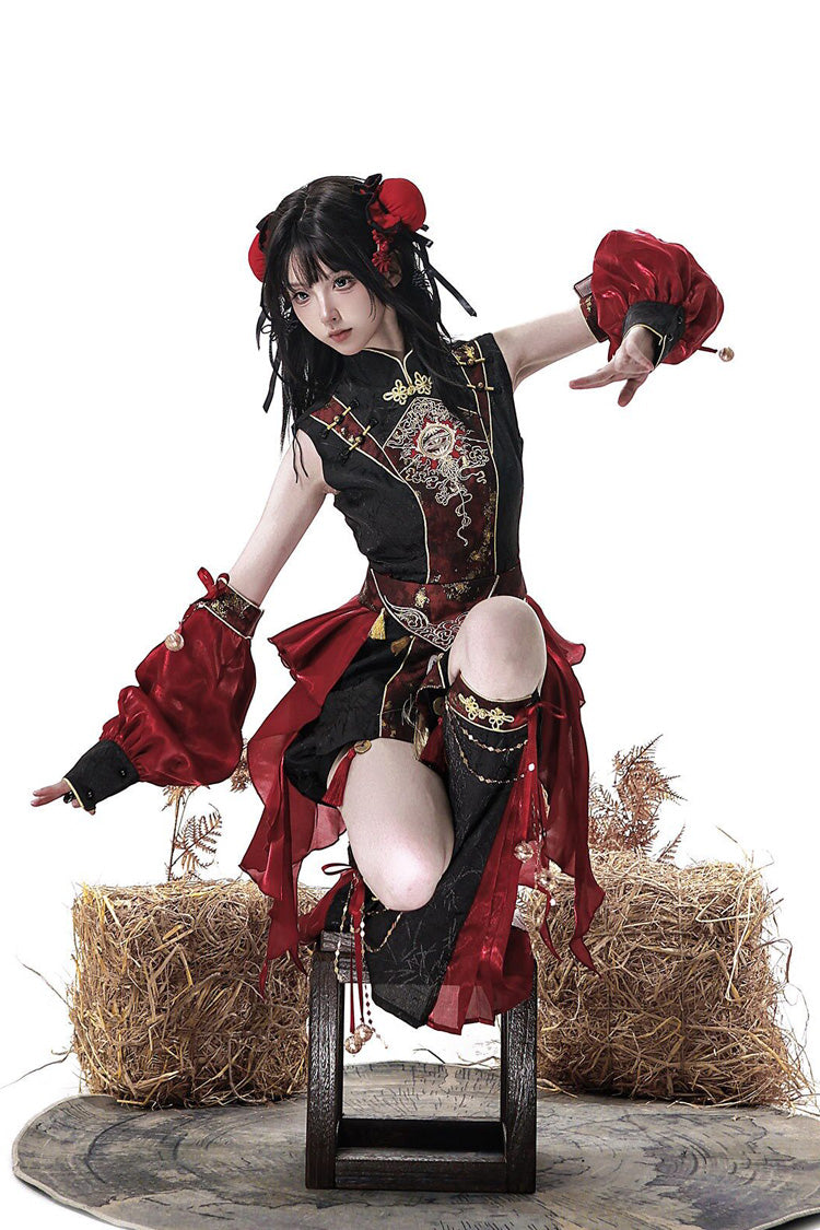 Demon Hunter Chinese Ouji Hanfu Set with Stand Collar - Noir