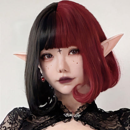 Vampire Clown Colorblock Short Straight Wig With Neat Bangs