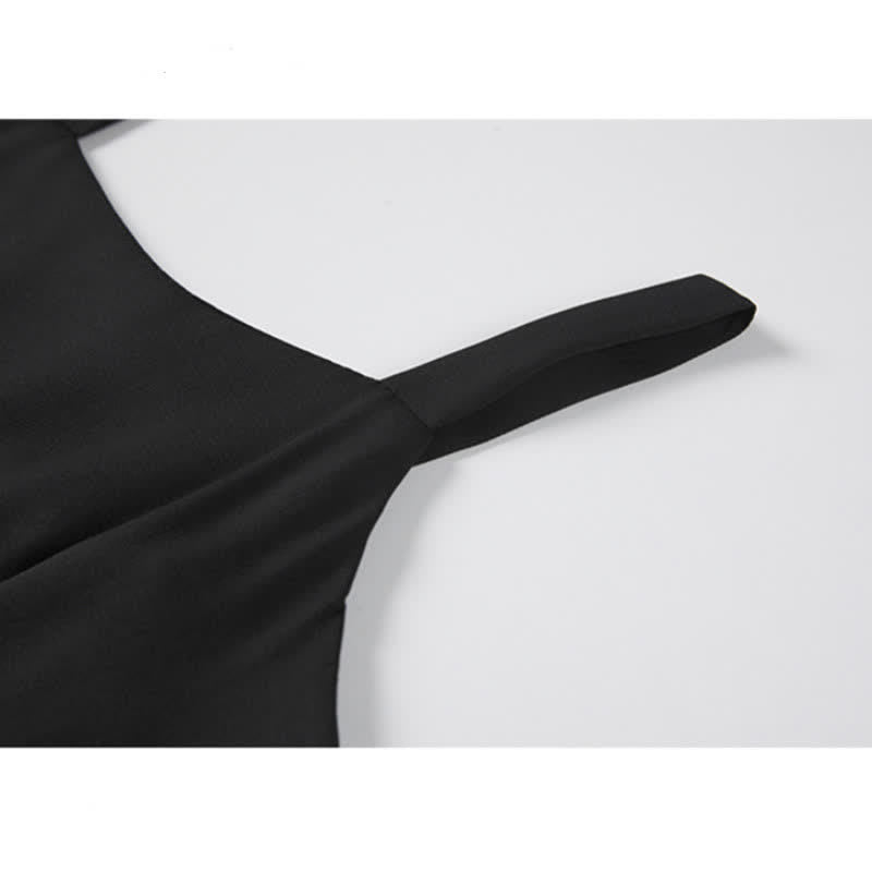 Knit Sweater Cross Slip Dress Ruffled Hem