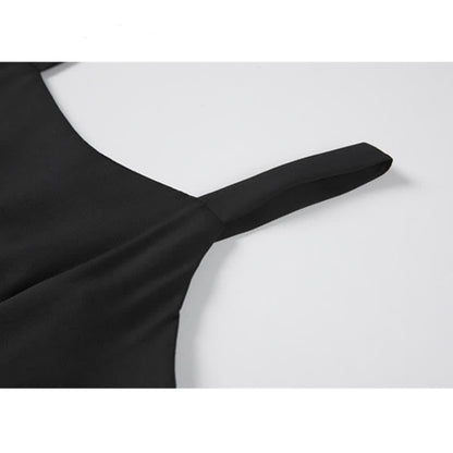 Knit Sweater Cross Slip Dress Ruffled Hem