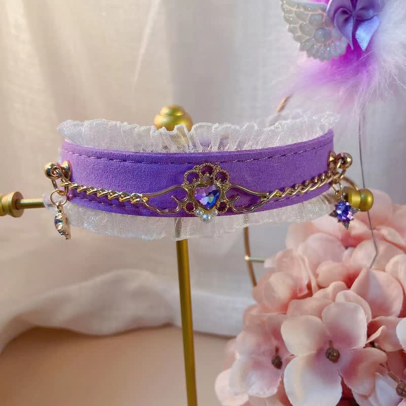 Accessoire de serre-tête en forme de queue de renard à fourrure violette