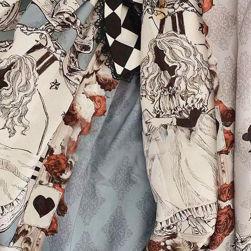 Lolita-Hosenträgerkleid mit Prinzessinnen-Print und Schleife