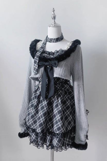 Stardust Oath Printed Ruffled Lace Dress Set Two Colors