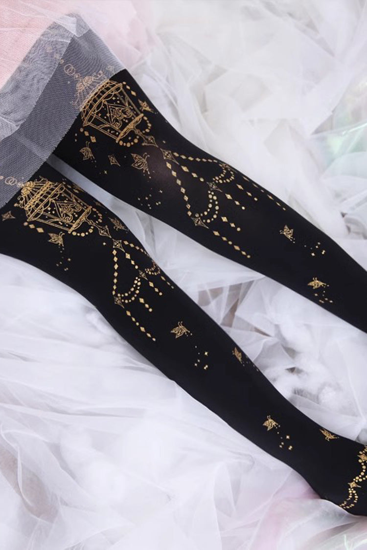 Sweet Lolita Sheer Tights with Metallic Foil Print in 13 Variants