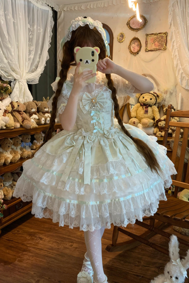 Emerald High-Waist Pearl Ballet Lolita JSK - Snow Kissed