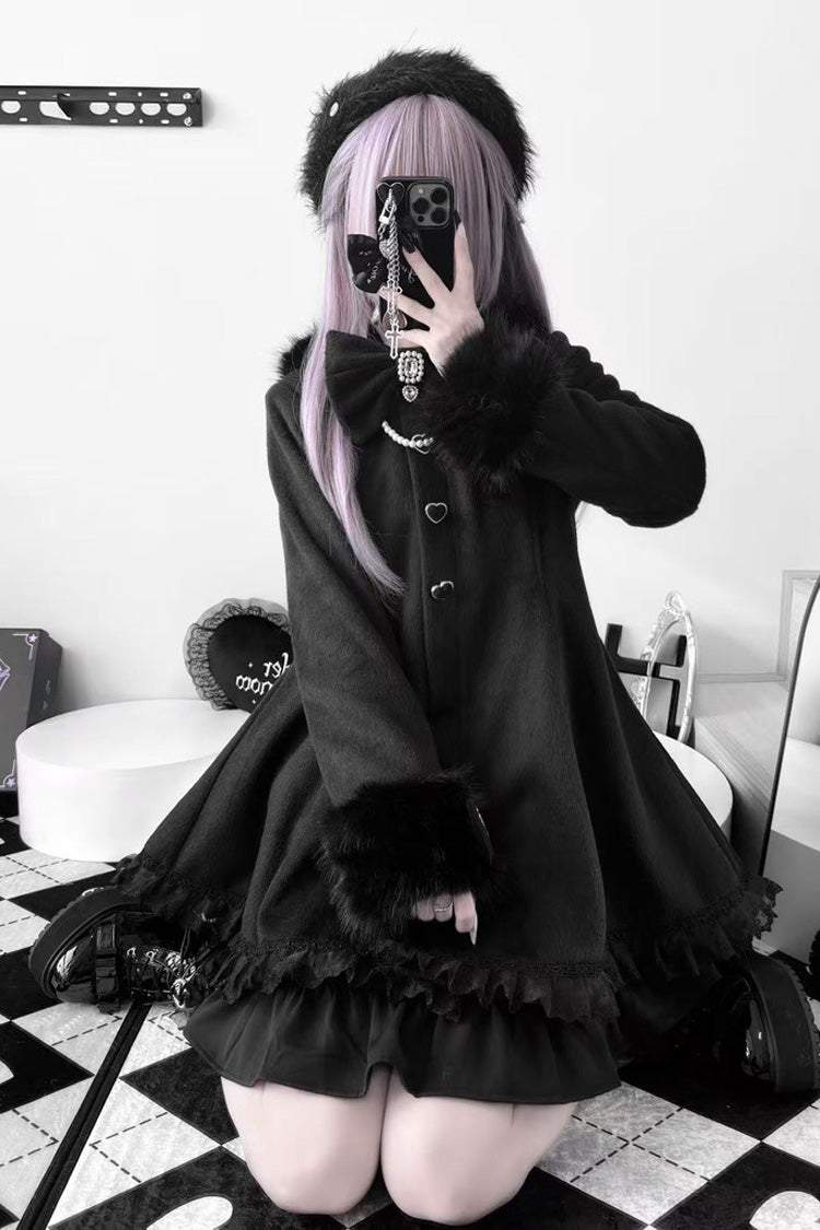 Bowknot Rabbit Ears Detachable Hooded Jirai Kei Coat