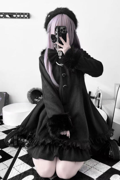 Bowknot Rabbit Ears Detachable Hooded Jirai Kei Coat