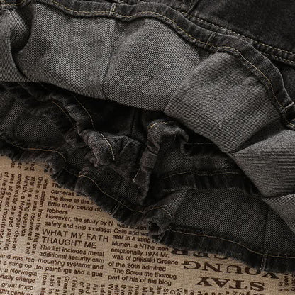 Belted T-Shirt Crop Top Letter Star Denim Skirt