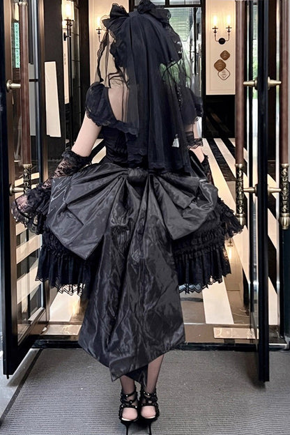 Jewelry Love Story Halterneck Ruffle Hanayome Bowknot Lace Gothic Lolita Dress