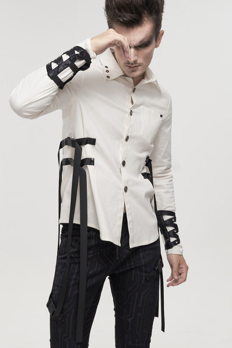 Metal Buckle Punk Stretch Long Sleeve Shirt