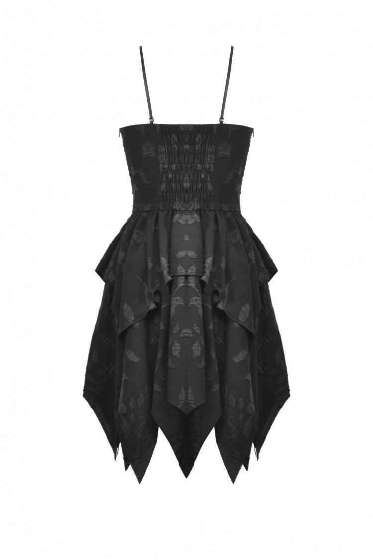 V Collar Sleeveless Halloween Printed Irregular Gothic Slip Dress