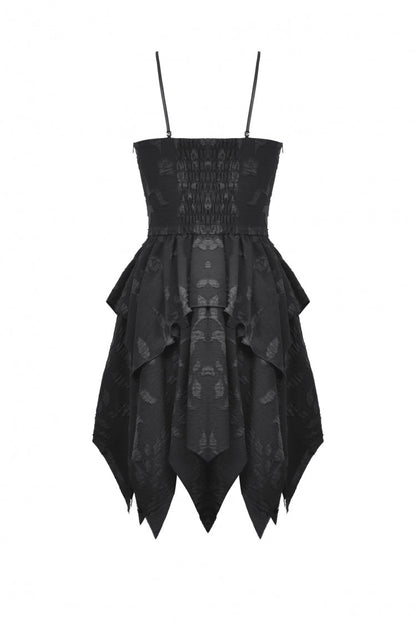 V Collar Sleeveless Halloween Printed Irregular Gothic Slip Dress