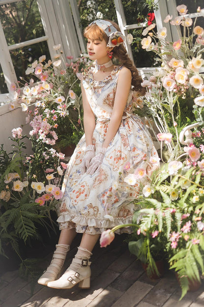 Rose Tea Sleeveless Jumper Dress with Bow