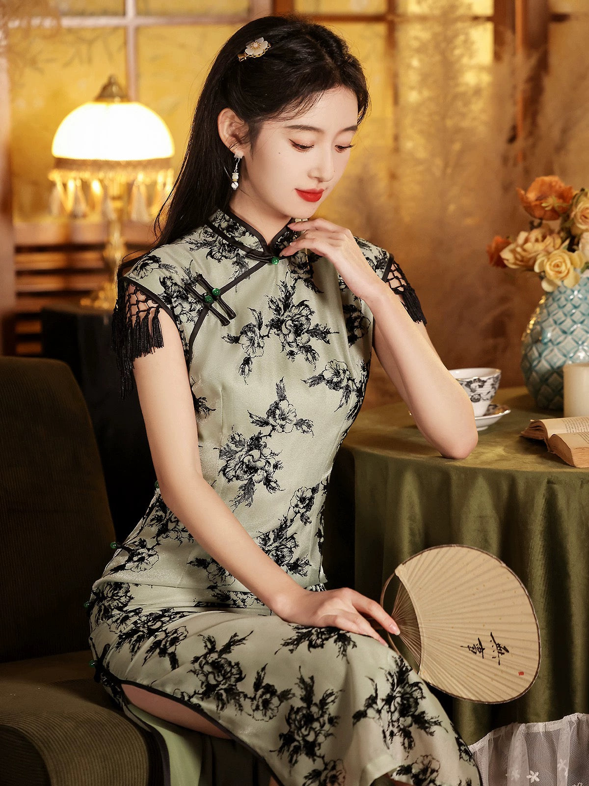 Green Beauty Floral Cheongsam