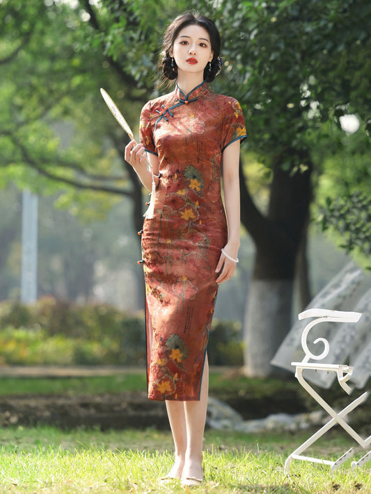 Robe cheongsam vintage d'automne