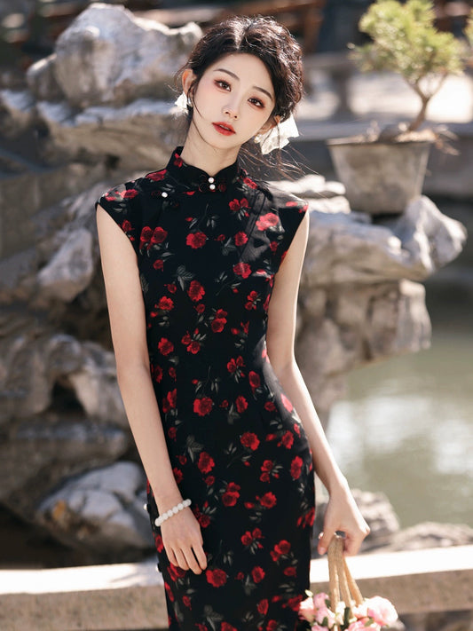 Cherry Roses Elegance Cheongsam