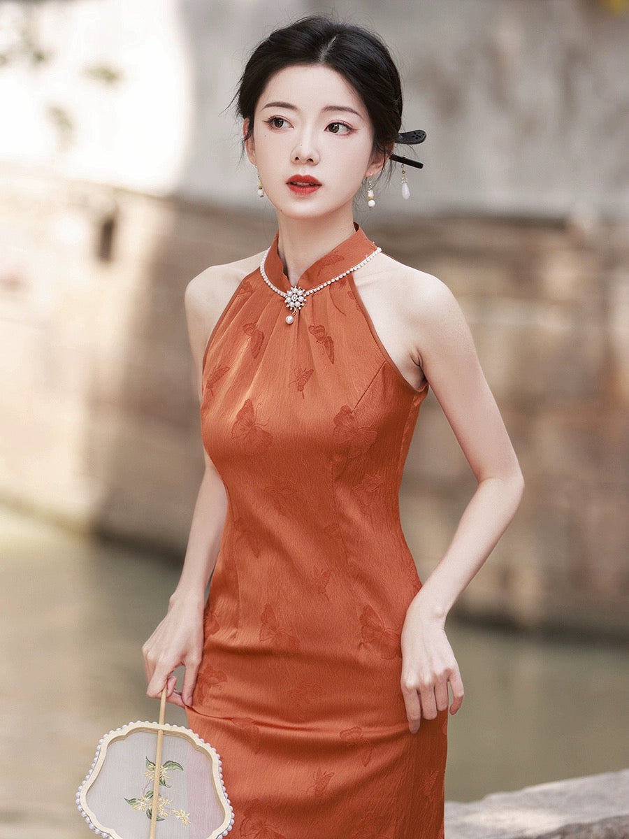 Verkörpert Eleganz Orange Cheongsam