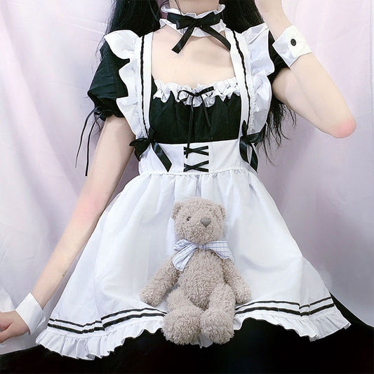 Robe de costume Lolita Maid à volants avec nœud papillon