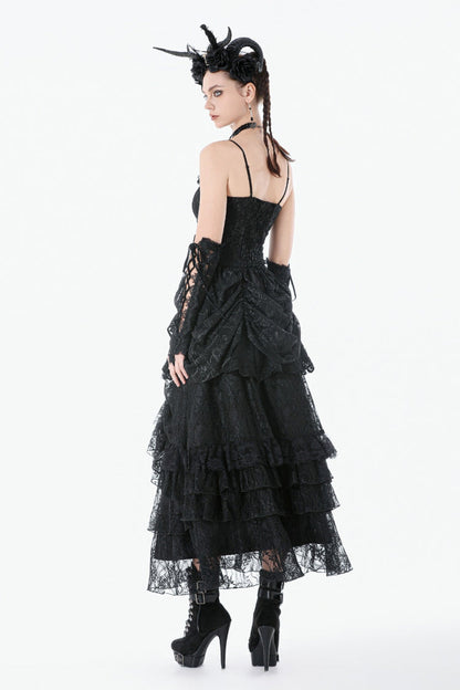 Embroidered Peplum Court Slip Dress in Gothic Style