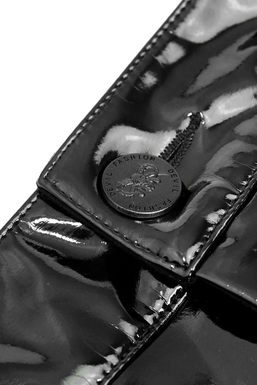 Dark Shiny Faux Leather Skinny Pants with Kneepad