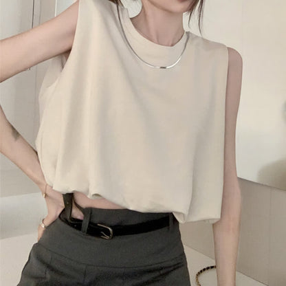 Collar Sleeveless Casual Round Cargo Chain Pants Top Crop