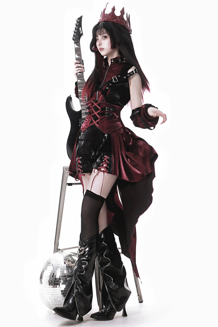 Chief Assassin Lace-Up Gothic Ouji Lolita Set - Noir