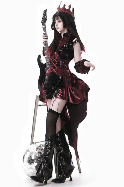 Chief Assassin Lace-Up Gothic Ouji Lolita Set - Noir