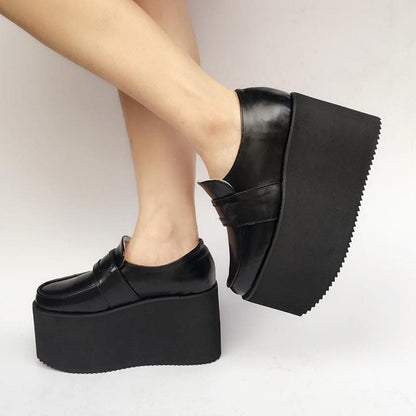 Custom Black Platform Made Leather SP168379 Uniform Shoes