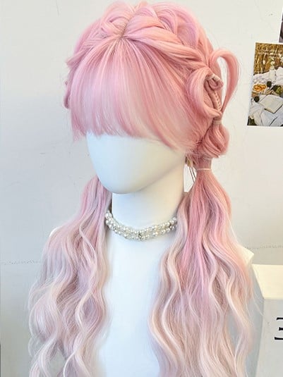 Pink Braided Synthetic Wig With Air  Bangs