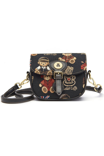 Cartoon Bear Print Sweet Lolita Crossbody Bag in Three Shades