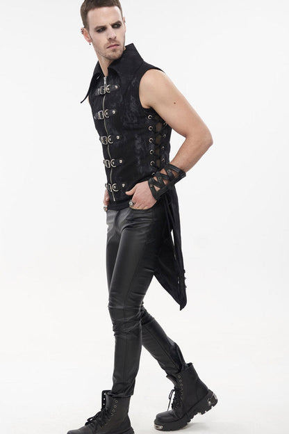 Rebel D-Ring Belted Asymmetrical Tailcoat with Side Slits