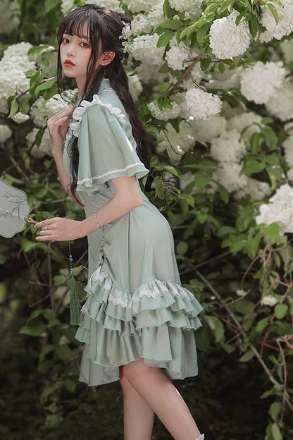 Green Han-Element Chinese-Style Cheongsam Sweet Lolita Dress