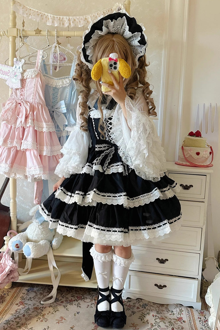 Maiden Heart Triple-Layered Ruffle Bowknot Lace Sweet Lolita Jsk Dress