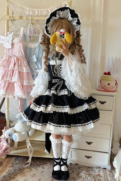 Maiden Heart Triple-Layered Ruffle Bowknot Lace Sweet Lolita Jsk Dress