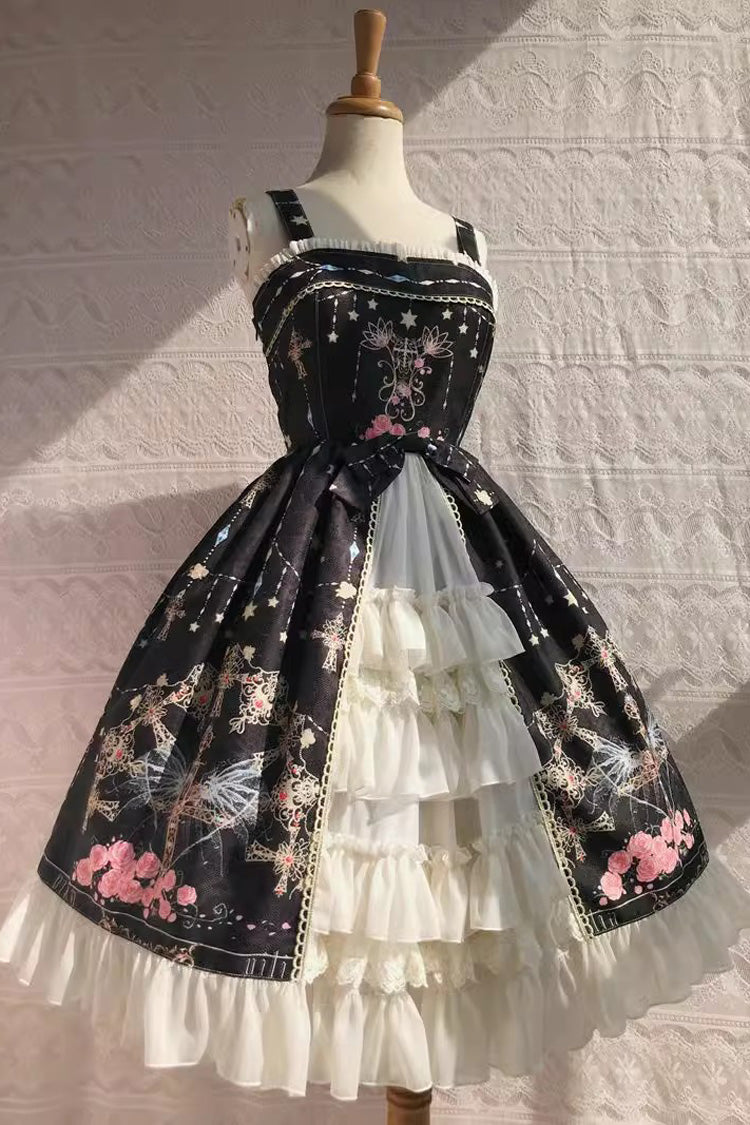 Peacock Cross Print Ruffle Cardigan Jsk Dress - Sweet Lolita