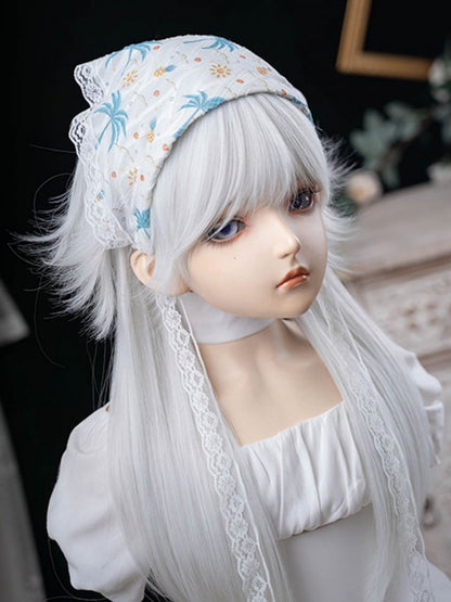 White 64CM Length Wig With Full Bangs