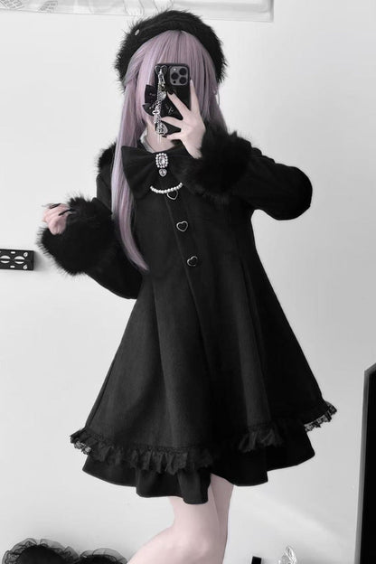 Bowknot Rabbit Ears Detachable Hooded Jirai Kei Coat