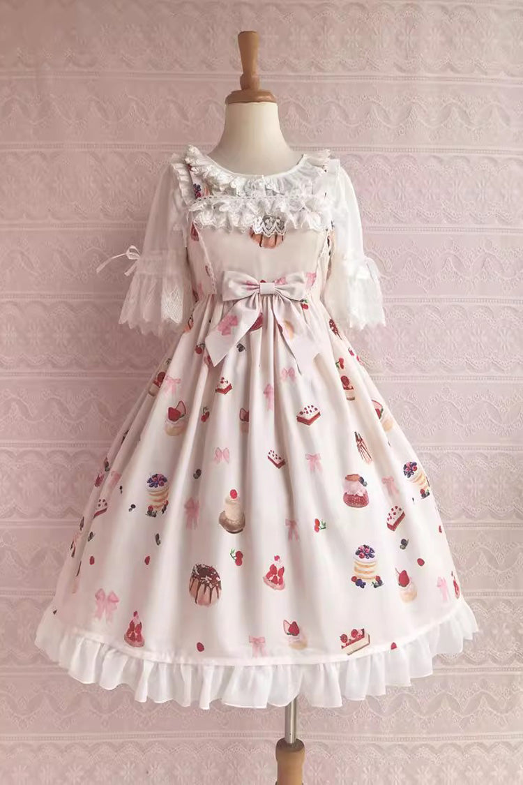 Strawberry Fruit Dessert Print Ruffle Lace Jsk - Sweet Lolita