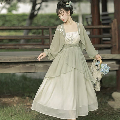 Embroidery Cardigan Orchid Vintage Slip Dress