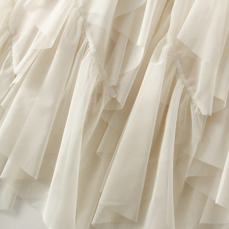 Ruffled Set Up Lace Tiered Skirt Tulle T-Shirt